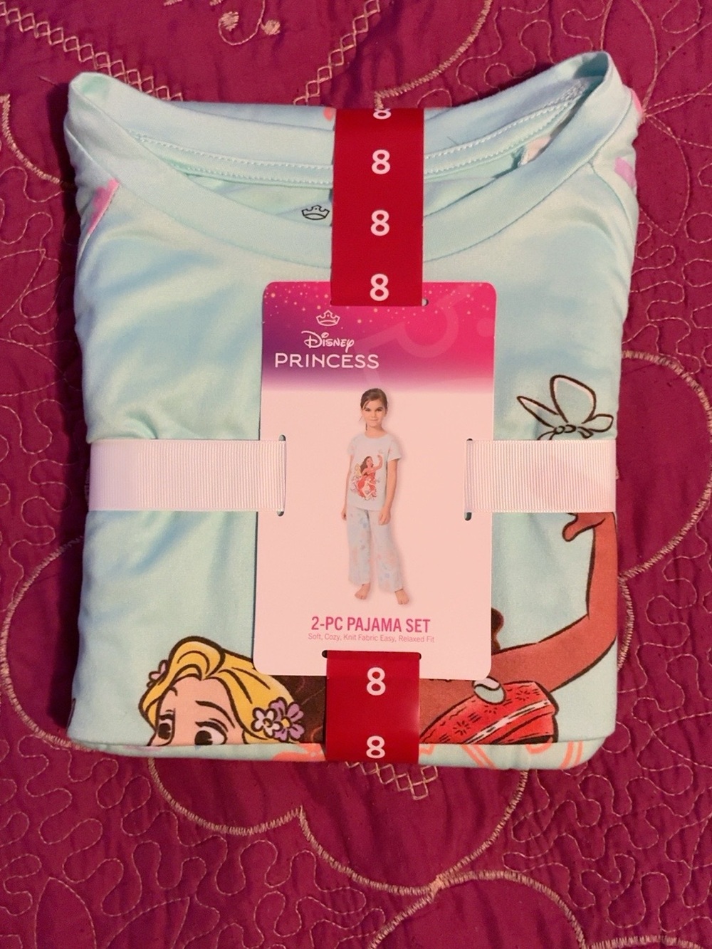Disney Princess Light Blue Girls 2-Piece Pajama Set